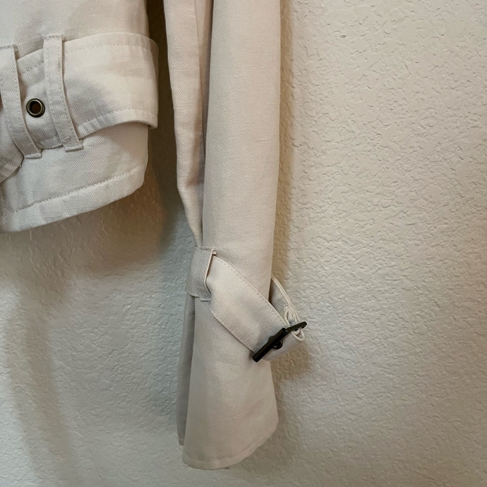 PAIGE | Rhoda Linen Blend Flared Sleeves Moto Belted Jacket Papyrus | Size XS - Picture 6 of 11